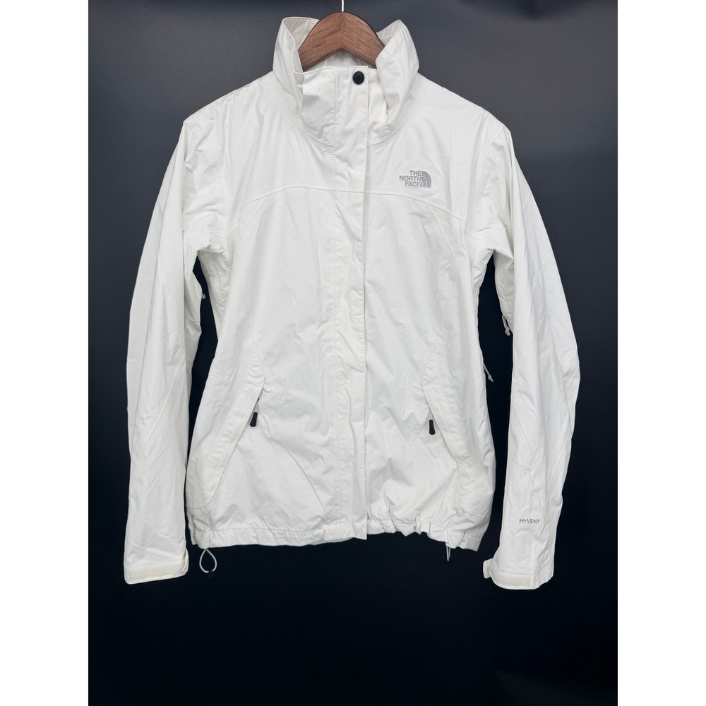 The North Face HyVent Jacket Womens S White Good Waterproof Hooded Rain Coat - Picture 2 of 16